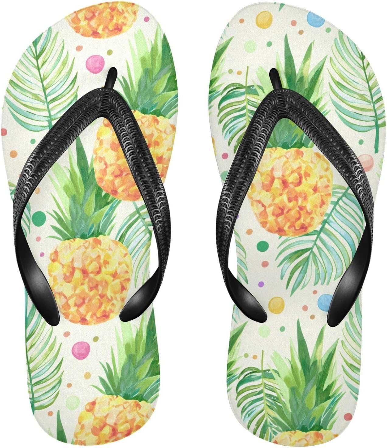 

Вьетнамки с рисунком ананаса, бежевые, для пляжа, для душа, резиновые, нескользящие, летние тапочки для женщин и мужчин Sinestour