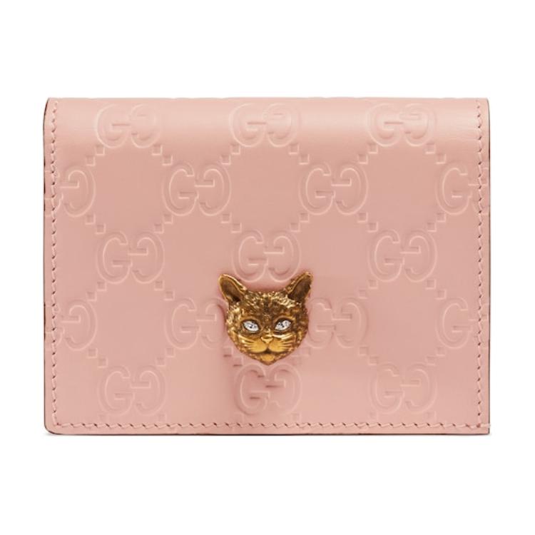 

GUCCI Кожаный женский кошелёк для карт розовый