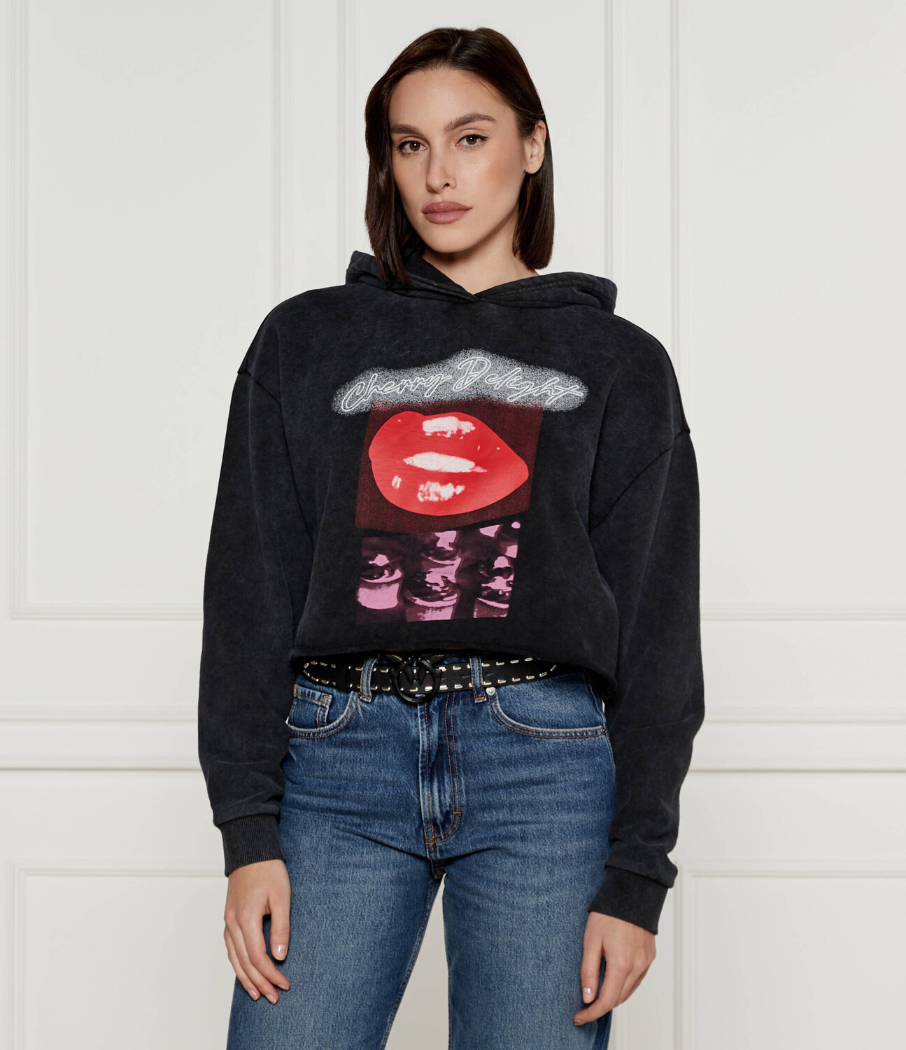 

Толстовка HUGO Dephana_3 Cropped Fit, черный