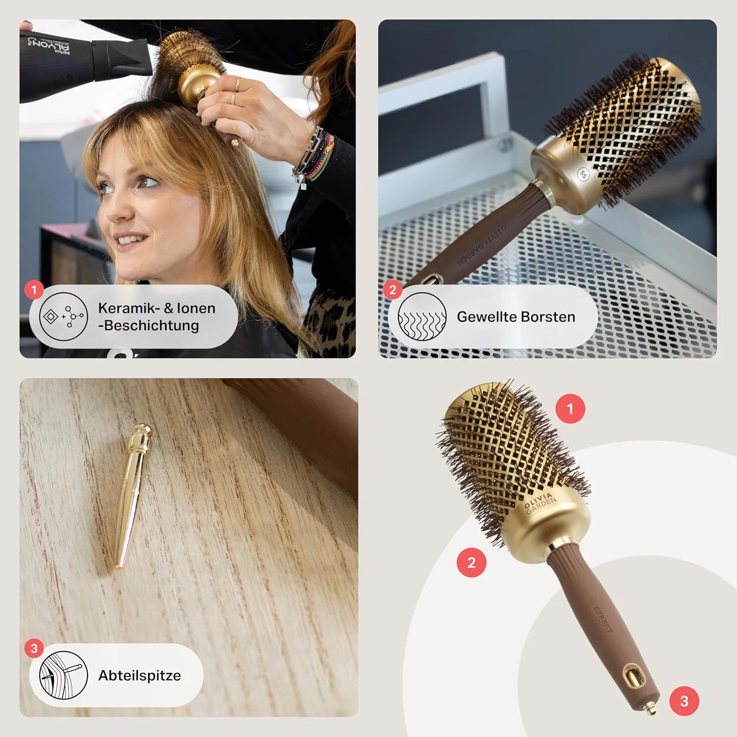 Круглая антистатическая керамическая щетка «Expert Blowout Shine» от Olivia Garden, 55 мм Olivia Garden — фото 4