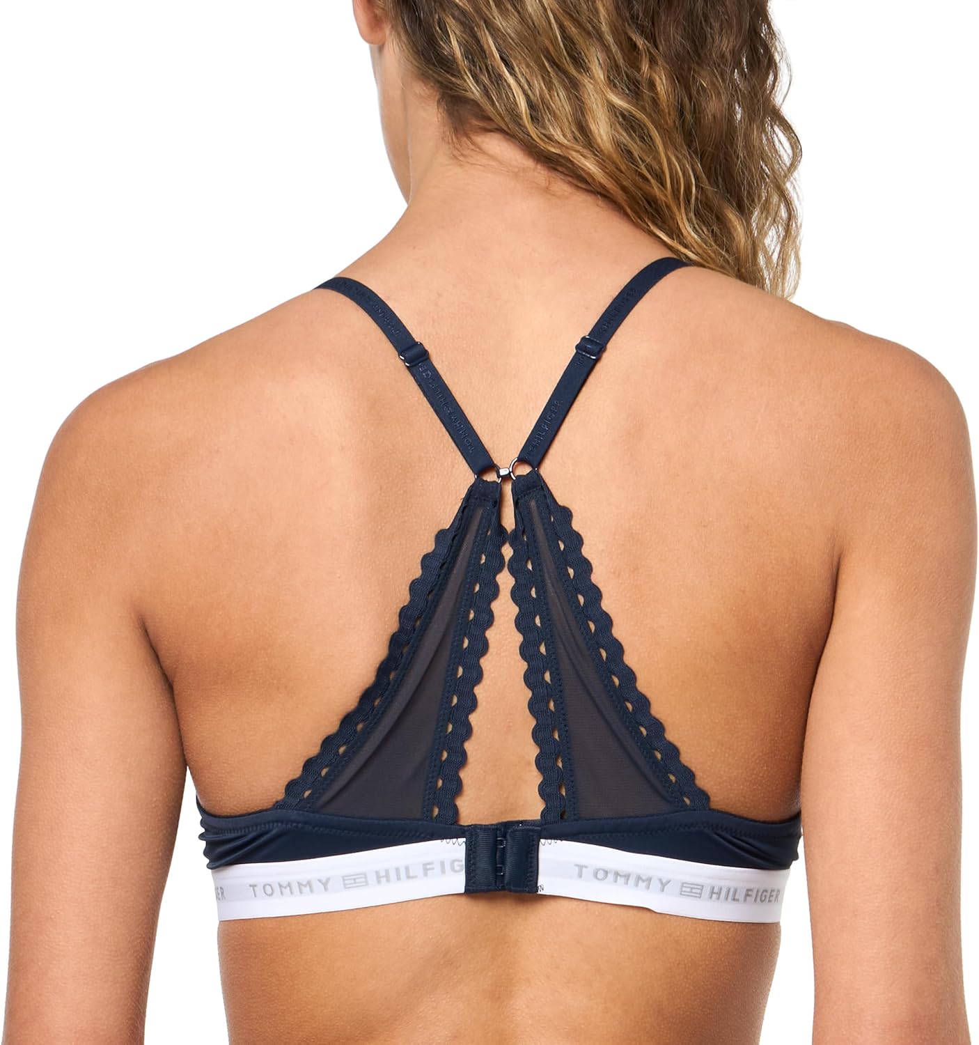 Женский сетчатый бюстгальтер Tommy Hilfiger RIC-rac Trim Logoband Push-up Micro Bra, Sky Captain — фото 2