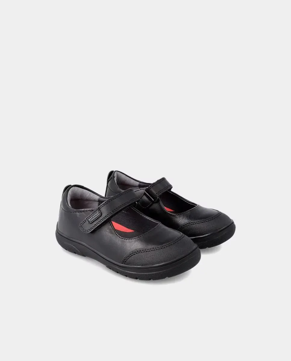 Детские туфельки Мерседес для школьниц из кожи с застежкой-липучкой Garvalín, черный — фото 2