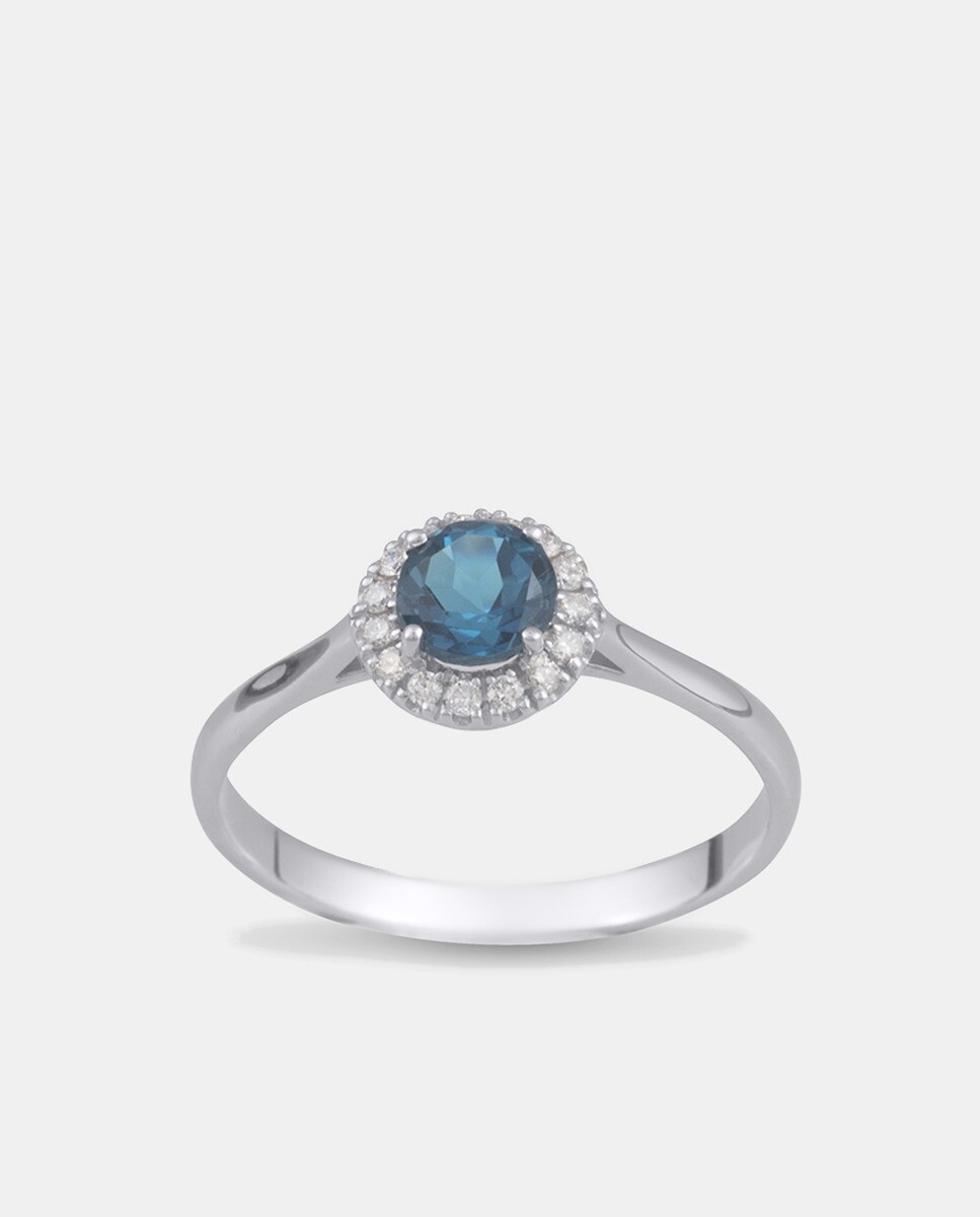 

Кольцо из золота, бриллиантов и топаза London Blue Black & White, синий