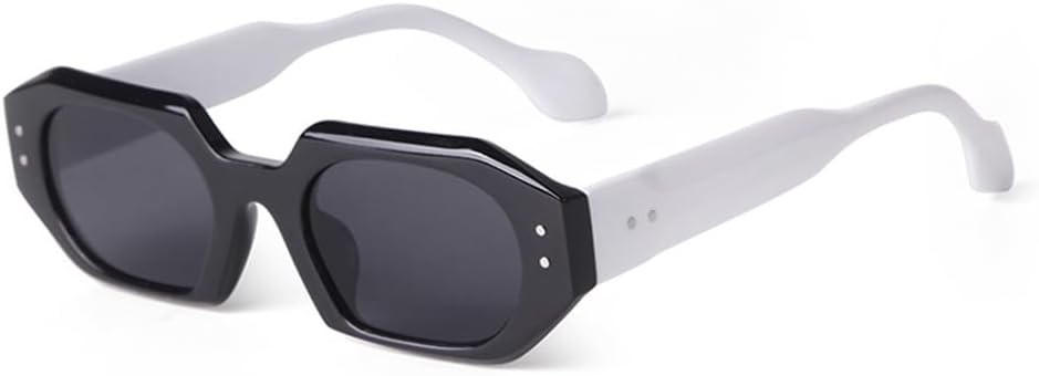 

Винтажные многоугольные солнцезащитные очки для женщин и мужчин, роскошные, модные, прямоугольные, с заклепками, популярные, для путешествий, с защитой от УФ-излучения UV400 LVTFCO, C2