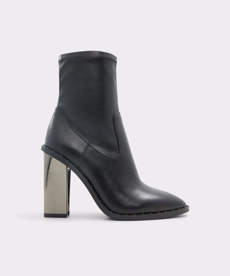Женские кожаные ботильоны с круглым носком Aldo, черный