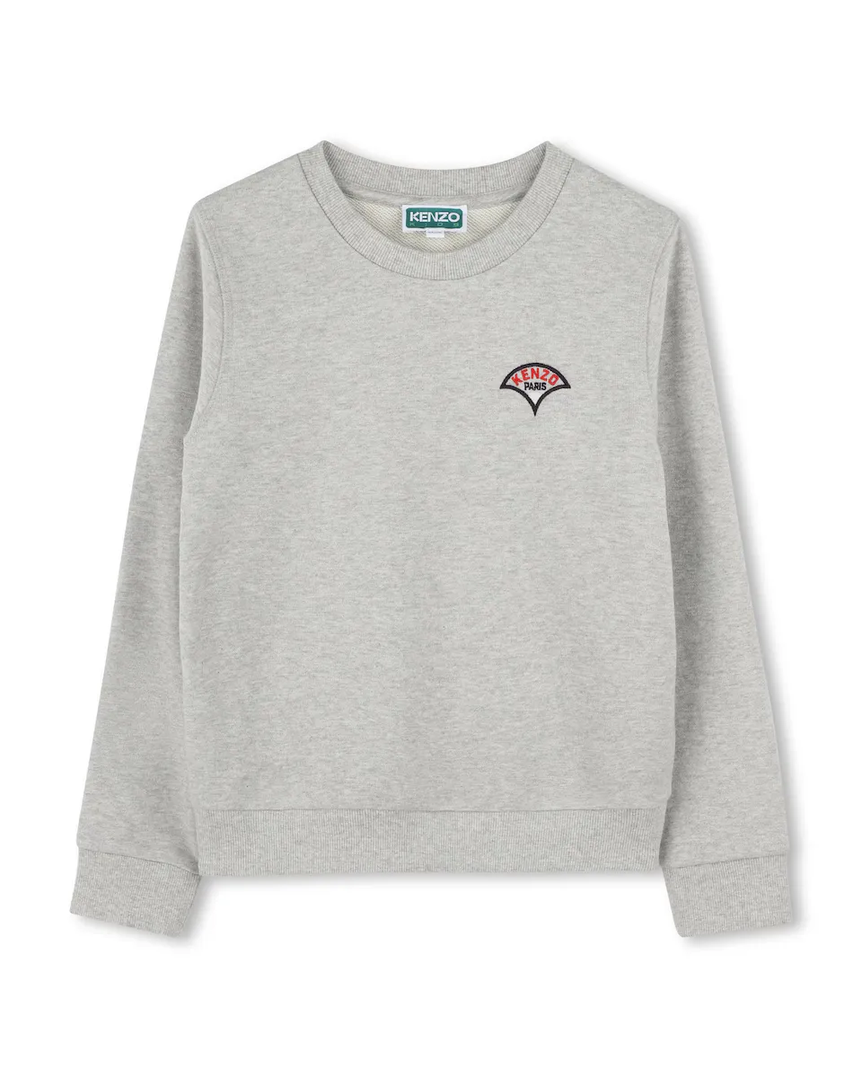 

Хлопковый свитшот для мальчиков с вышивкой на спине Kenzo Kids, светло-серый