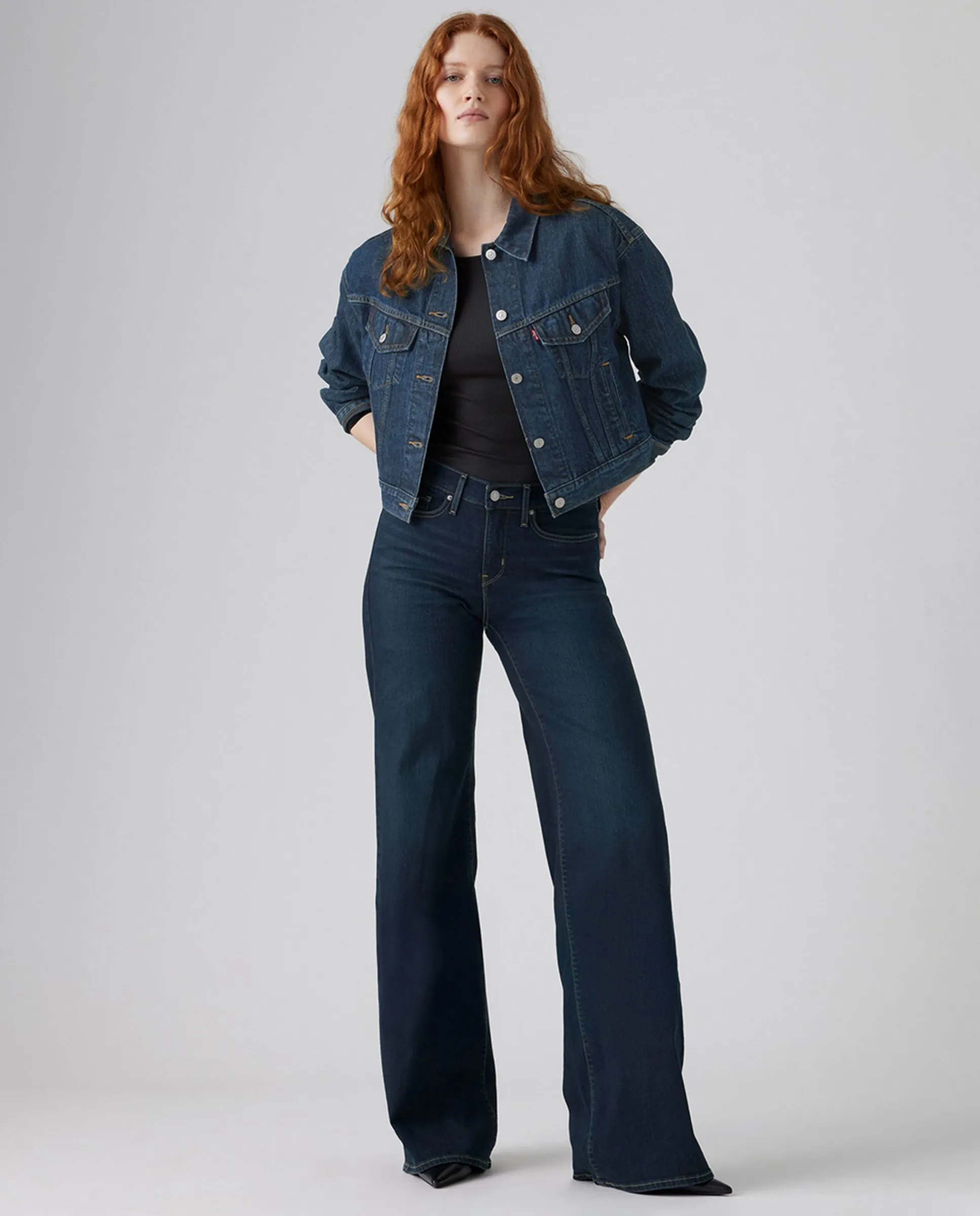 

Женские прямые джинсы Vaquero recto 318 с широкой ногой и средней посадкой Levi'S, темно-синий