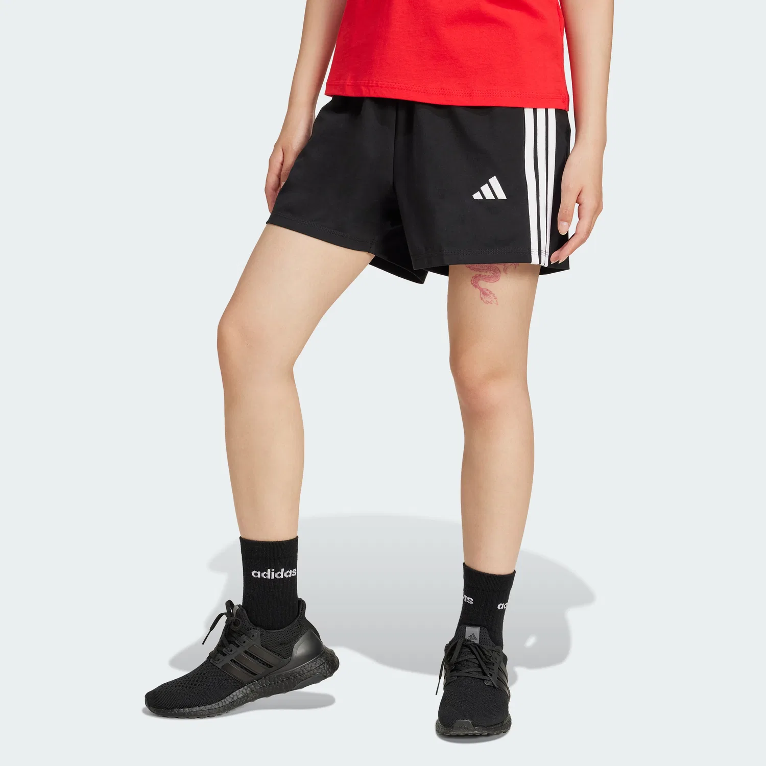 Женские хлопковые шорты Essential 3S чёрно-белые от Adidas