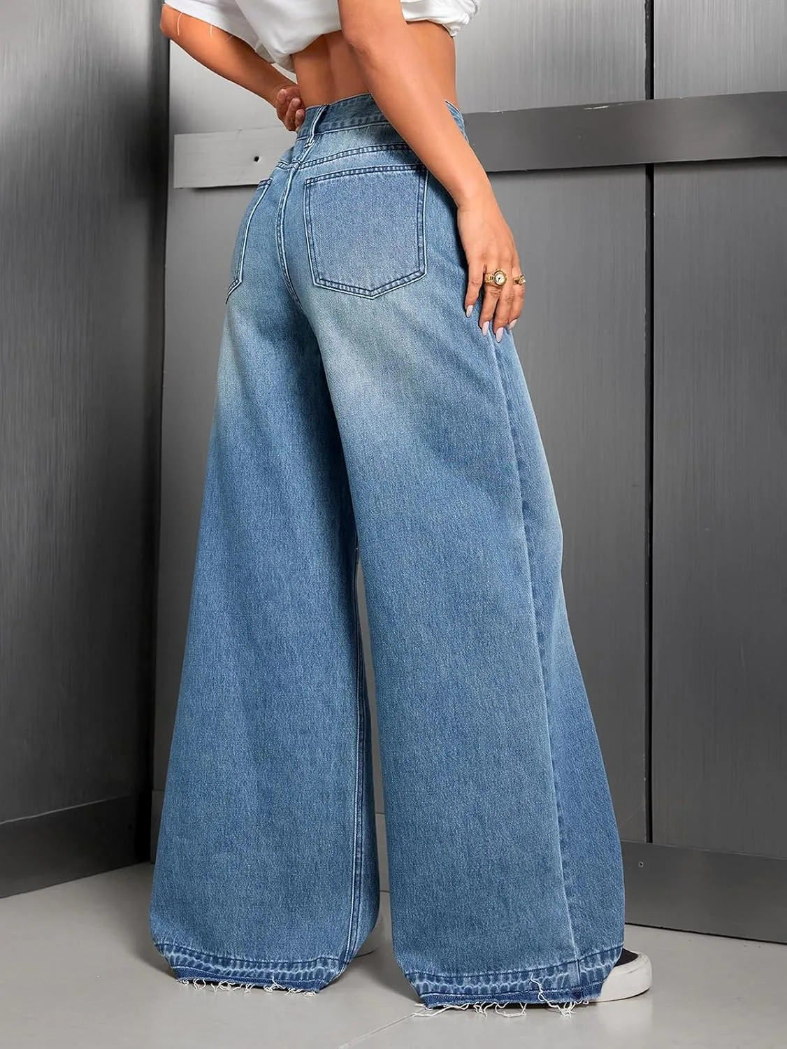 Женские джинсы Baggy Wide Leg Low Rise в стиле Hip Hop — фото 3