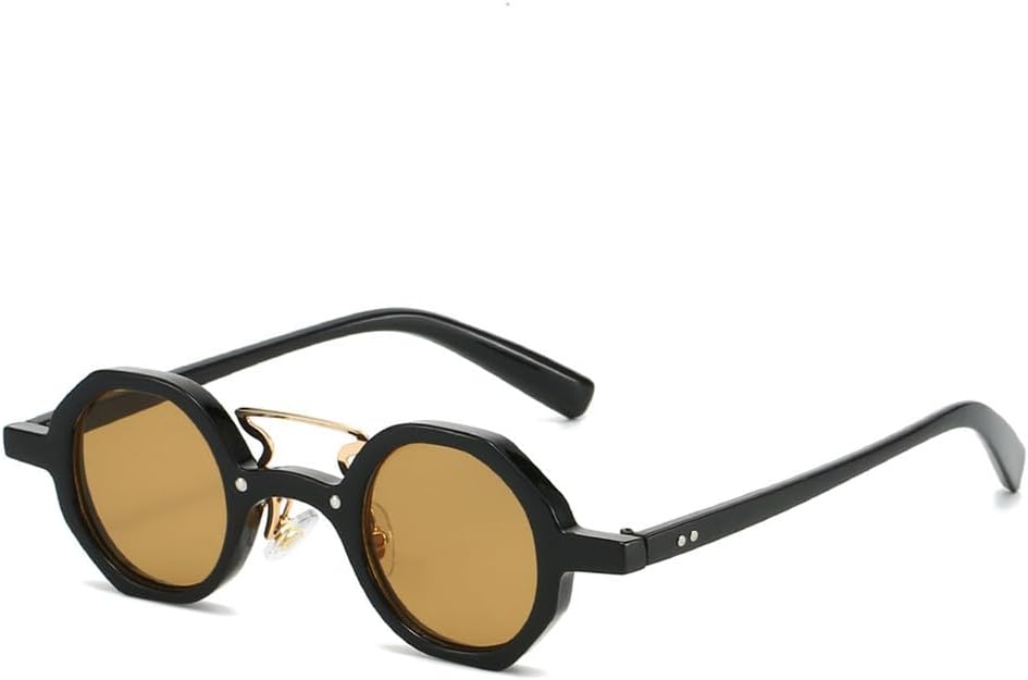 

Круглые женские солнцезащитные очки UV400 с двойной перемычкой, панк-стиль, заклепки, градиентный дизайн, для занятий спортом на открытом воздухе и верховой езды UYPTK, Black Tea