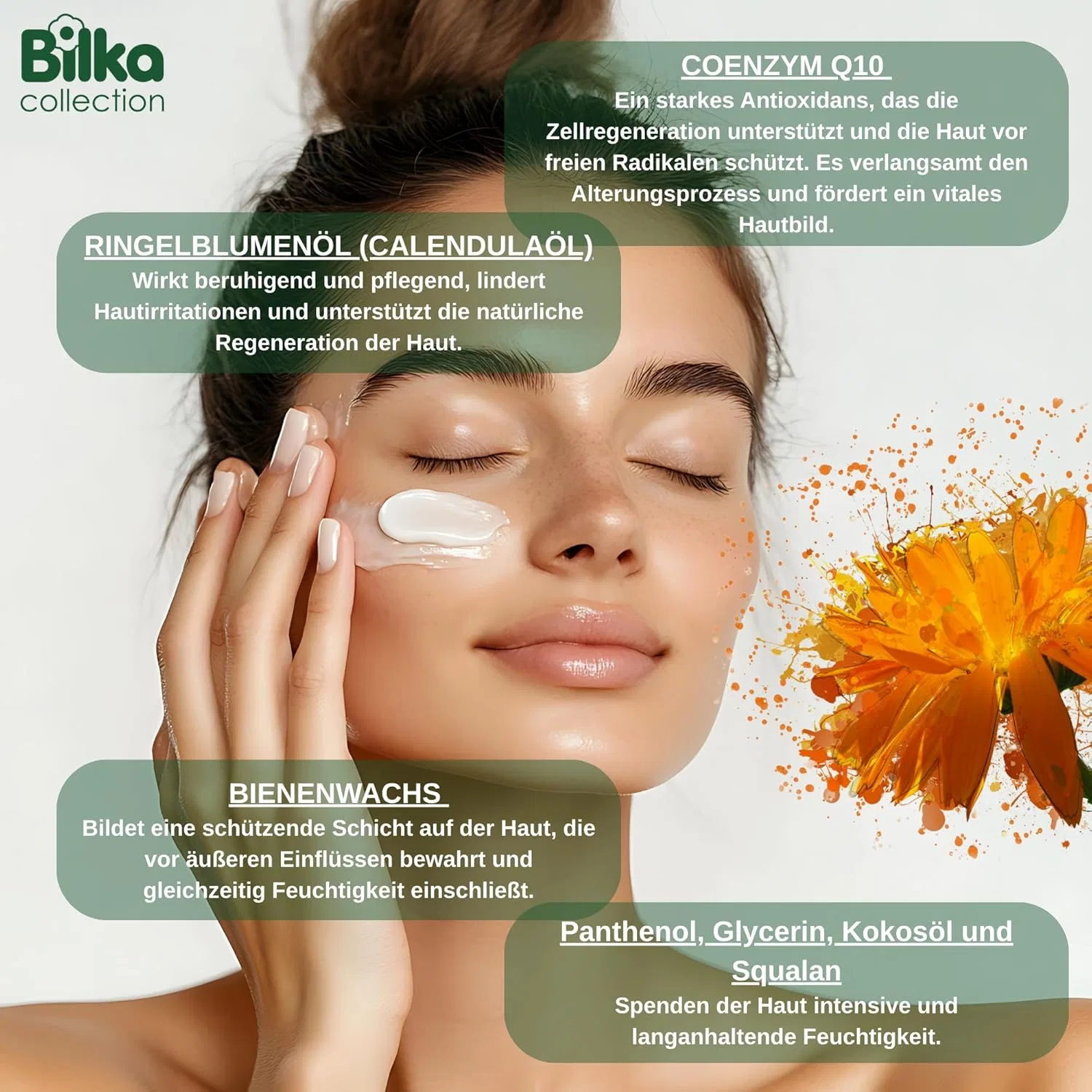 Крем для лица SPF BILKA COLLECTION Регенерирующий с календулой и Q10 — фото 4