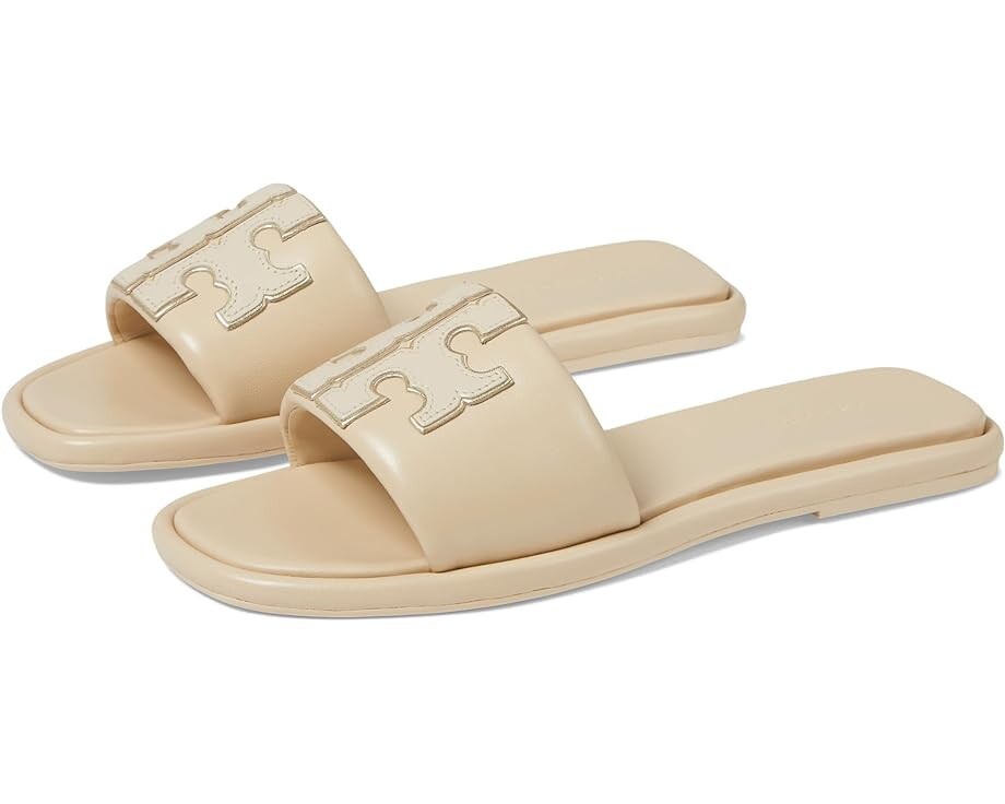 Сандалии Tory Burch Double T Sport Slide, цвет Dulce De Leche/Gold