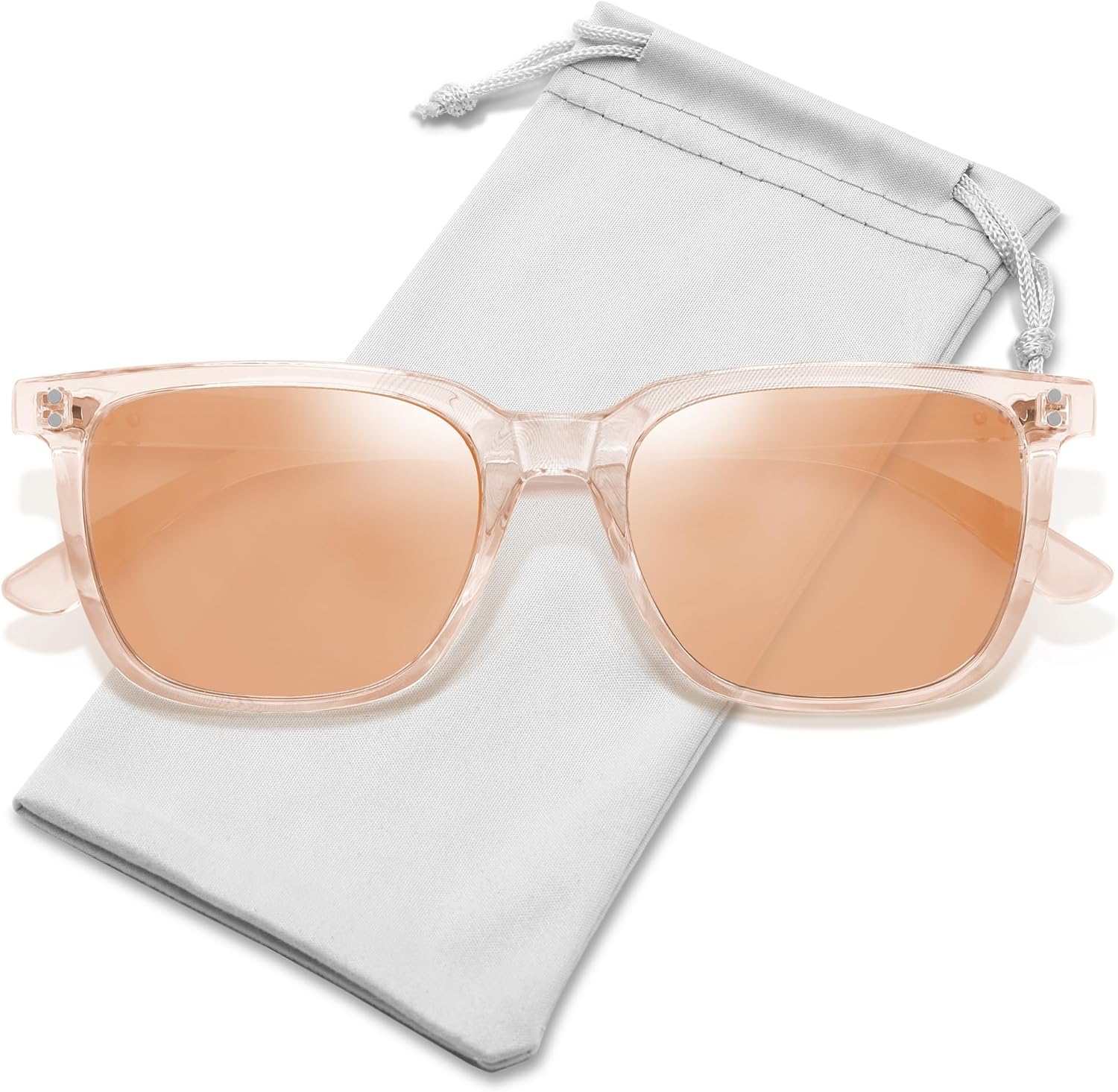 

Женские поляризованные солнцезащитные очки YDAOWKN: модные дизайнерские солнцезащитные очки с зеркальными линзами и защитой от УФ-излучения UV400, Champagne Frame/Rose Pink Mirror