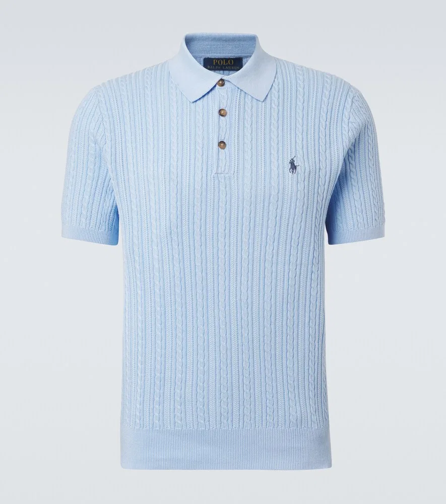 Хлопковый поло-свитер крупной вязки Polo Ralph Lauren, синий
