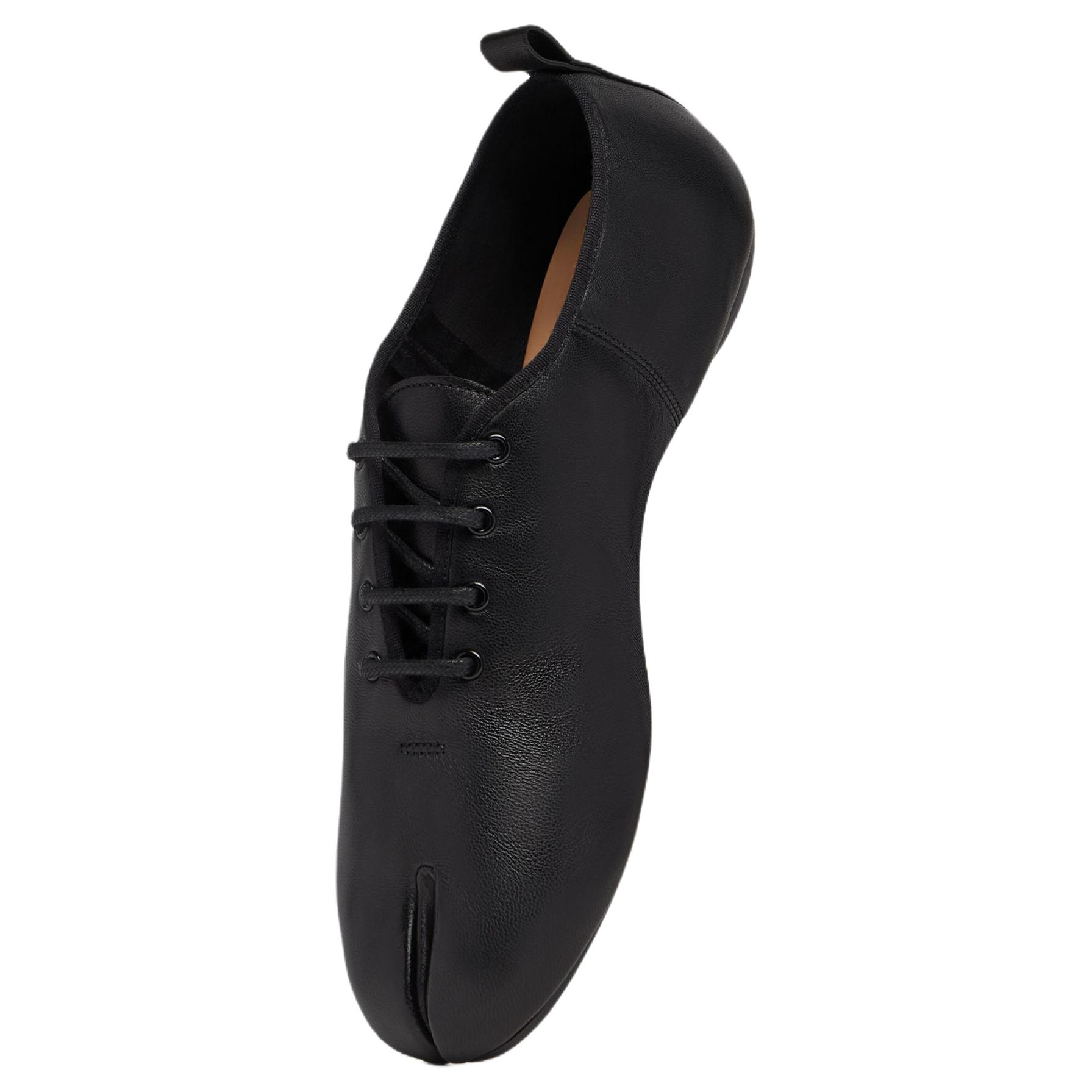 Maison Margiela Tabi Sheepskin Casual Leather Shoes Women's Black — фото 4