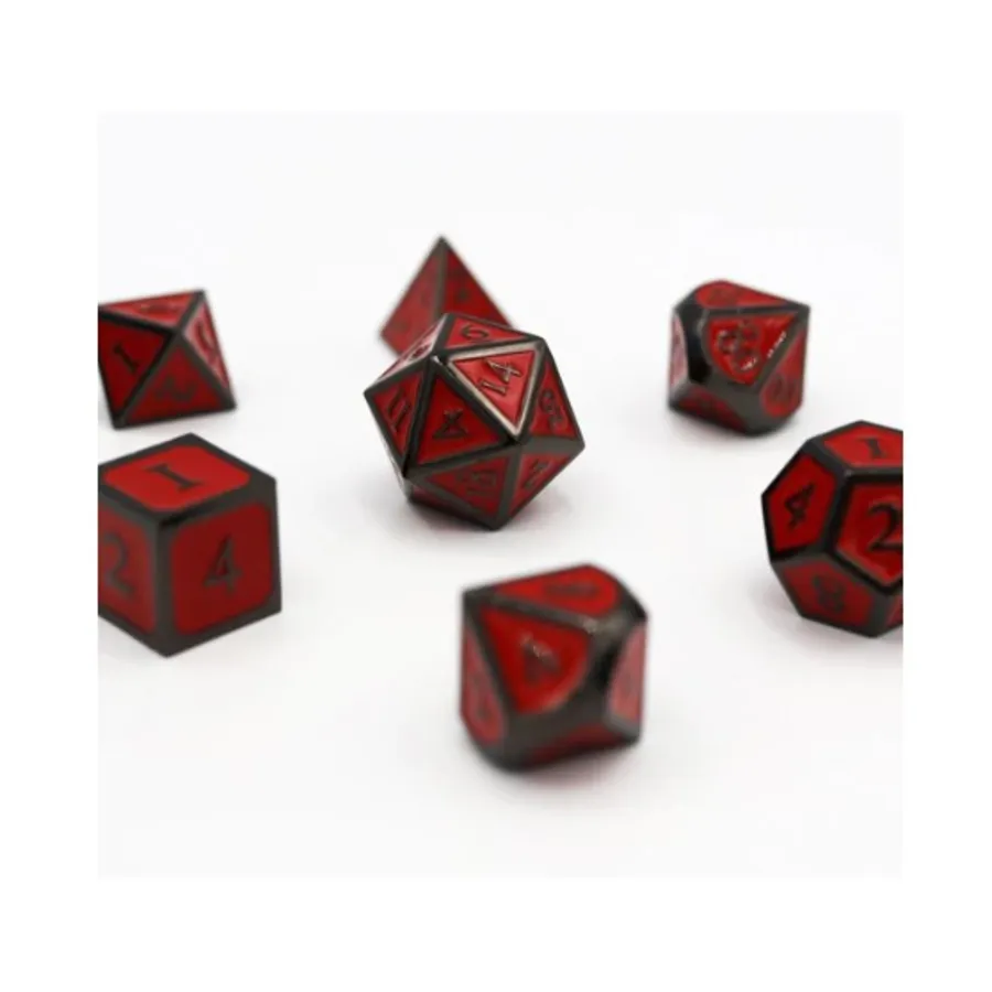 

Набор Poly — Midnight Metal с красным (7), Dice Sets - Metal (Foam Brain Games)
