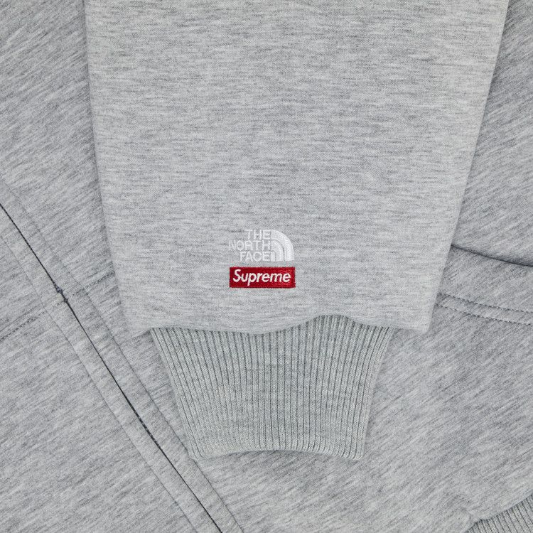 Толстовка Supreme x The North Face Down Filled Zip Up Hooded Sweatshirt, Heather Grey — фото 3