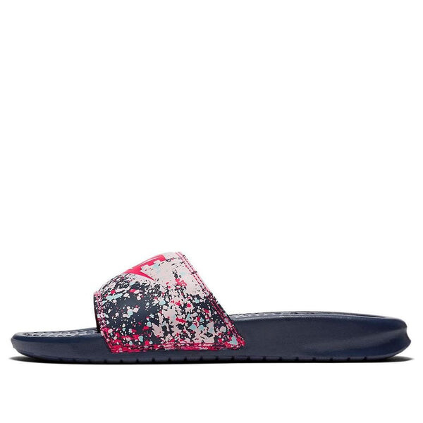 Тапочки benassi jdi print splash ink minimalistic black pink slippers Nike, розовый