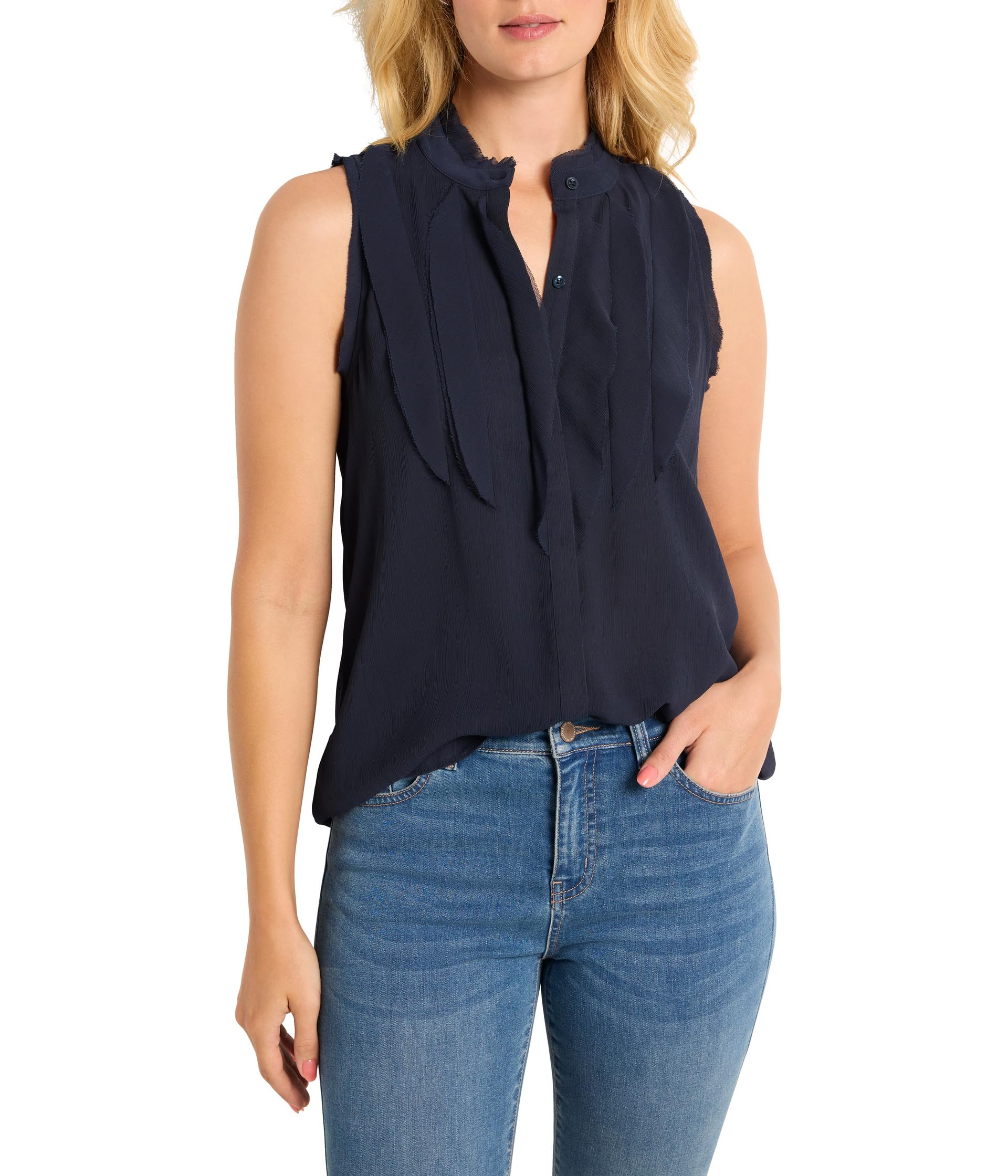 

Топ NIC+ZOE Petite Falling Chiffon Woven Tank, цвет Dark Indigo