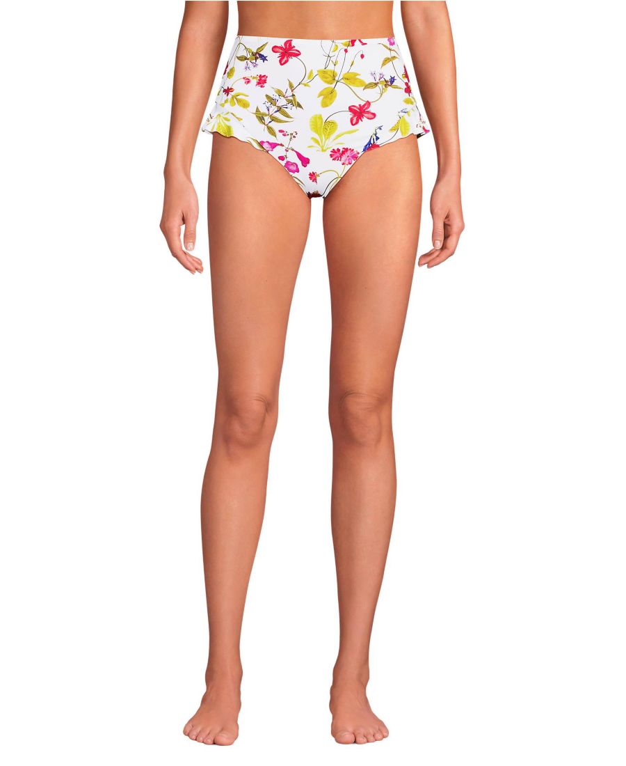 

Женские бикини-трусики с оборками, высокой талией и завышенными бедрами Lands' End, White multi garden floral, Белый, Женские бикини-трусики с оборками, высокой талией и завышенными бедрами Lands' End, White multi garden floral