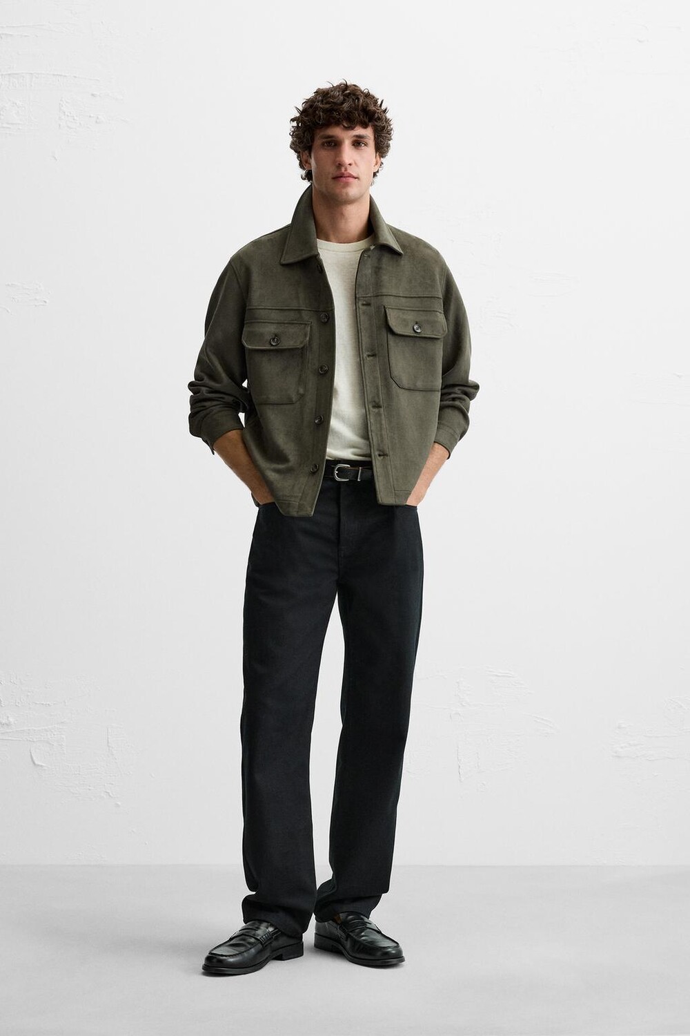 

Рубашка из искусственной замши ZARA, хаки