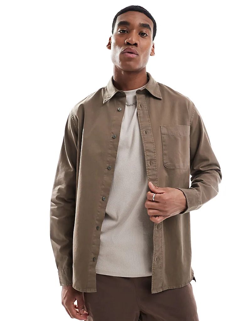 

Рубашка из плотного твила коричневого цвета Jack & Jones