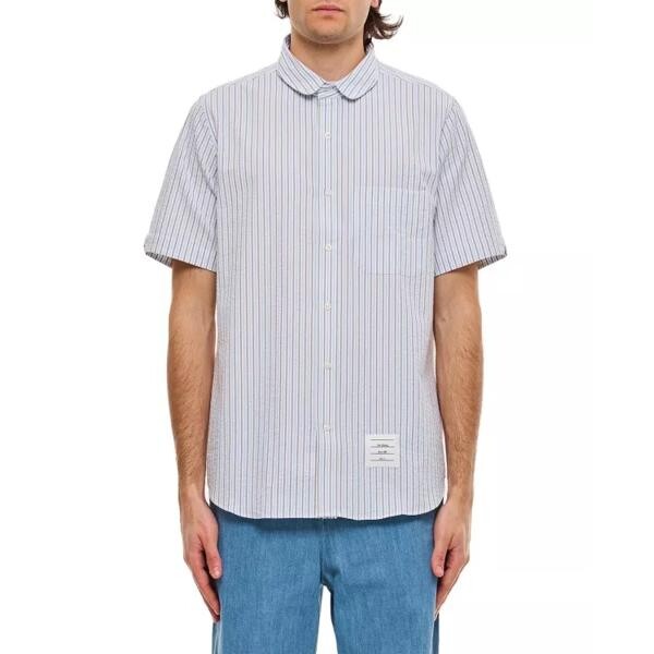 

Футболка round collar cotton shirt Thom Browne, синий