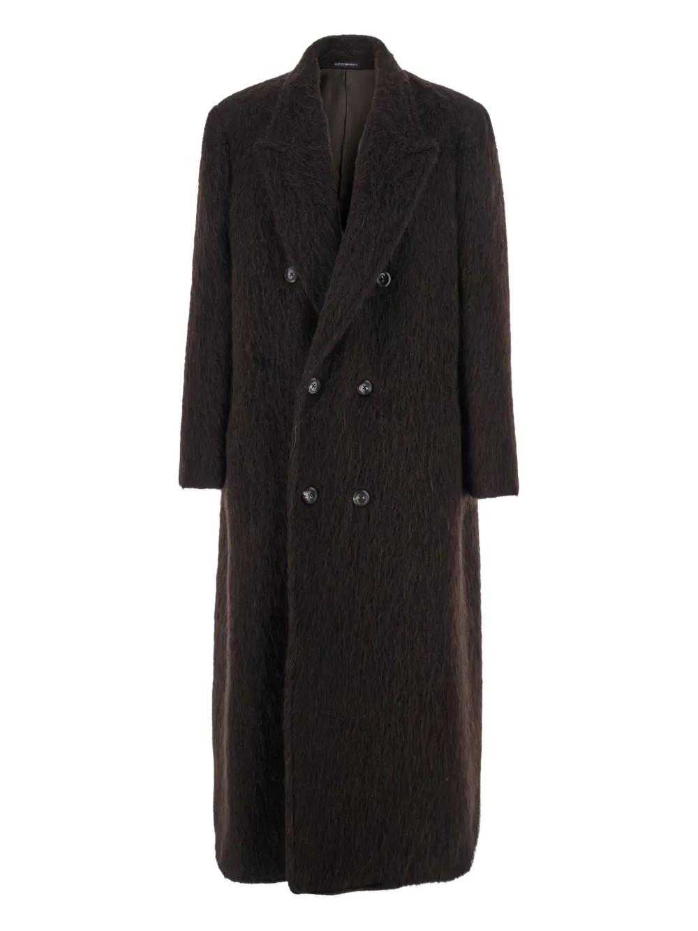 

Двубортное ворсистое пальто Emporio Armani, коричневый