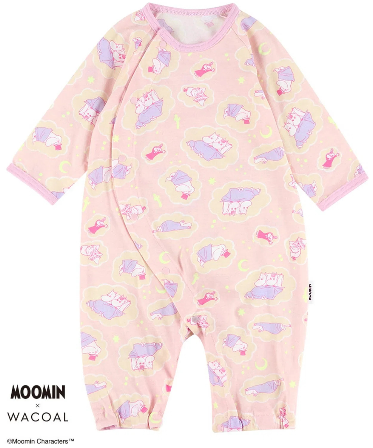 Боди для малышей Wacoal Baby x Moomin, длинный рукав, розовый