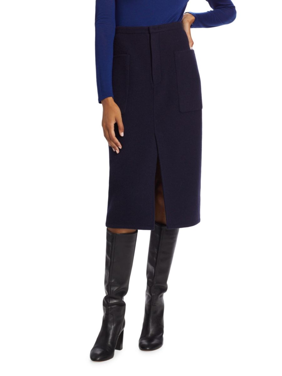 

Юбка-карандаш из смесовой шерсти с начесом Vince, цвет Deep Caspian