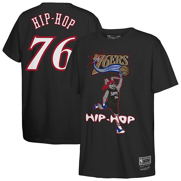 Футболка Youth Philadelphia 76ers в стиле хип-хоп черная Mitchell & Ness — фото 2