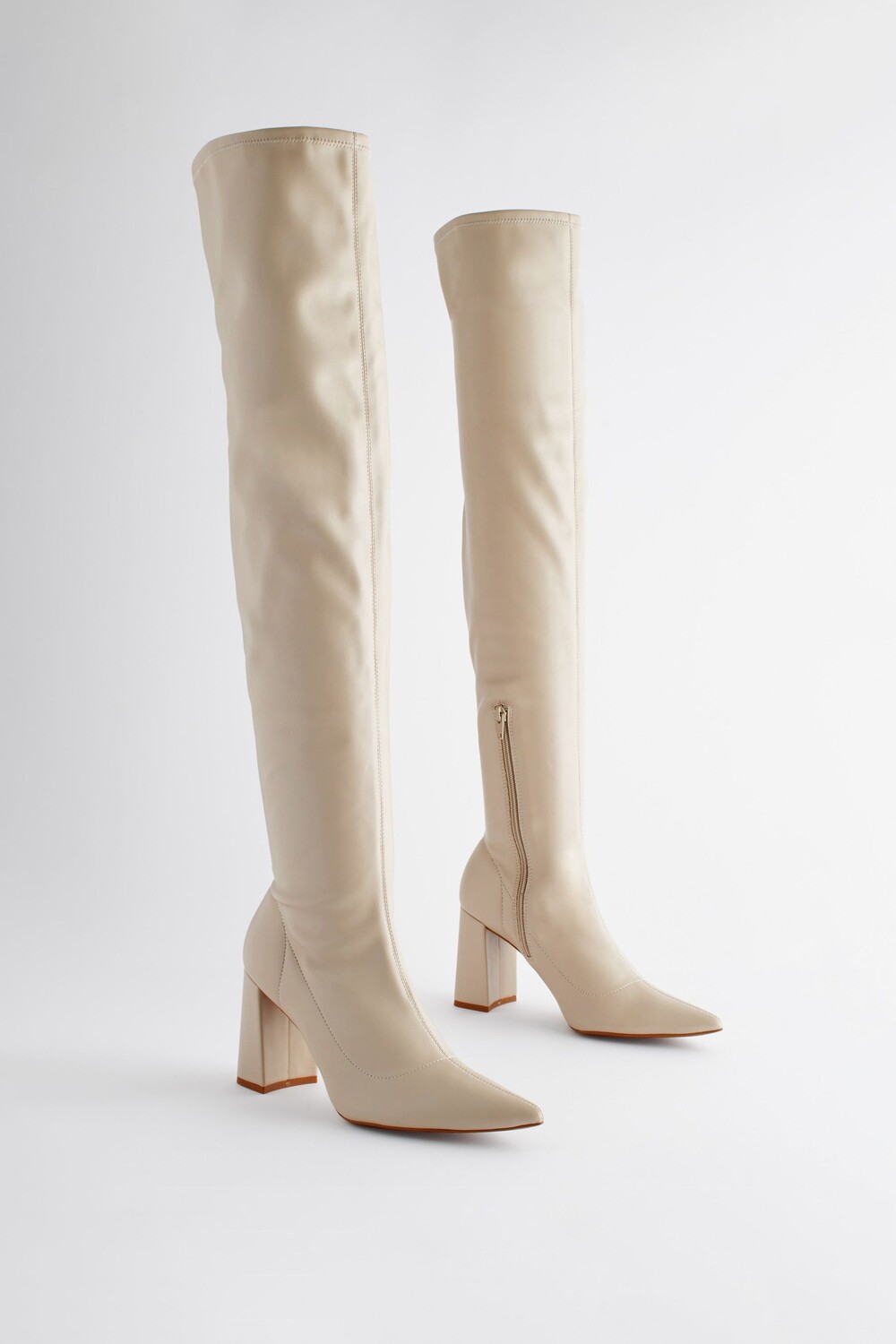 

Сапоги выше колена Forever Comfort с эластичным верхом и разрезанными носками Next, белый