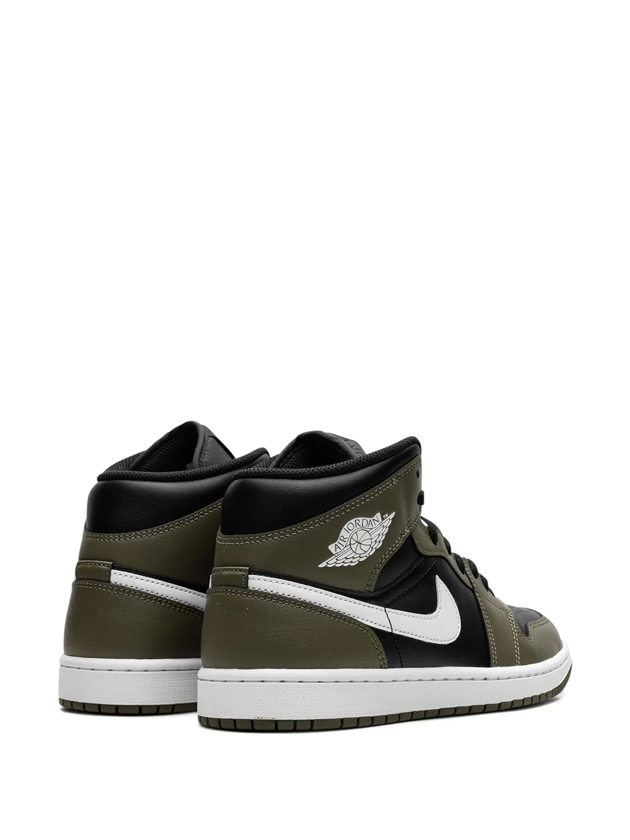 Кроссовки Air Jordan 1 Mid Black/White/Olive, зеленый — фото 3