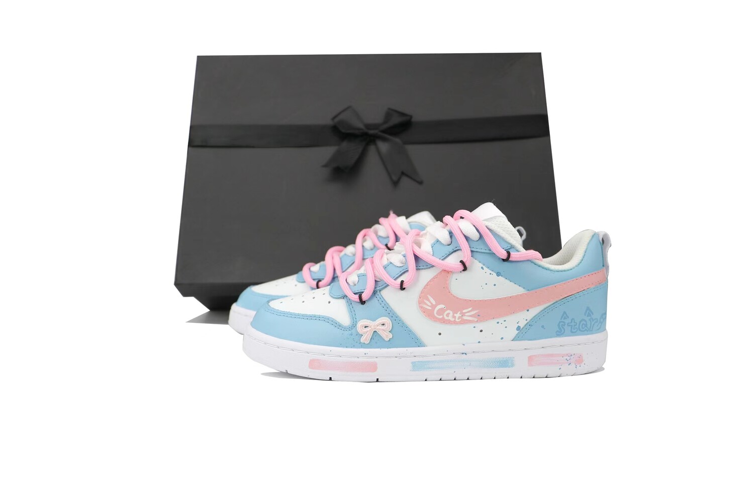 

Кроссовки Nike Court Borough Skateboarding Shoes Women's Low-top Pink/White/Blue, цвет Sweetie kitten