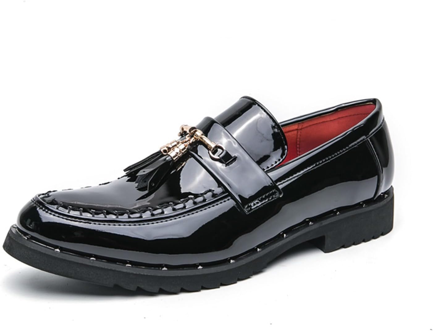 

Мужские повседневные туфли для вождения CHUUMEE из лакированной кожи с кисточками, мокасины с противоскользящей подошвой, пени-туфли для делового и вечернего образа, черный