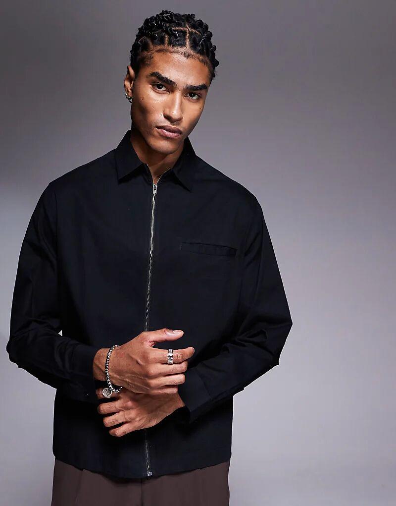 

Рубашка ASOS DESIGN с разрезом по низу черного цвета