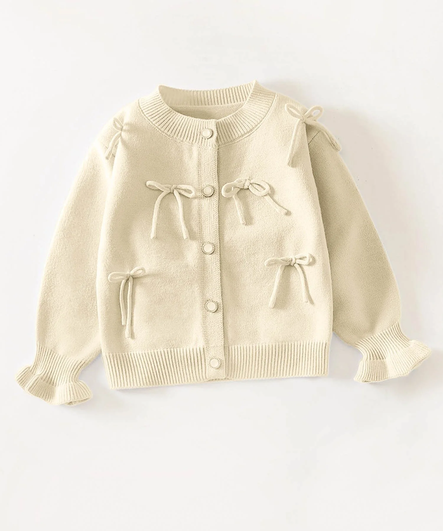 Кардиган с бантом в виде конфетной рукавицы Aimoha Kids, off white