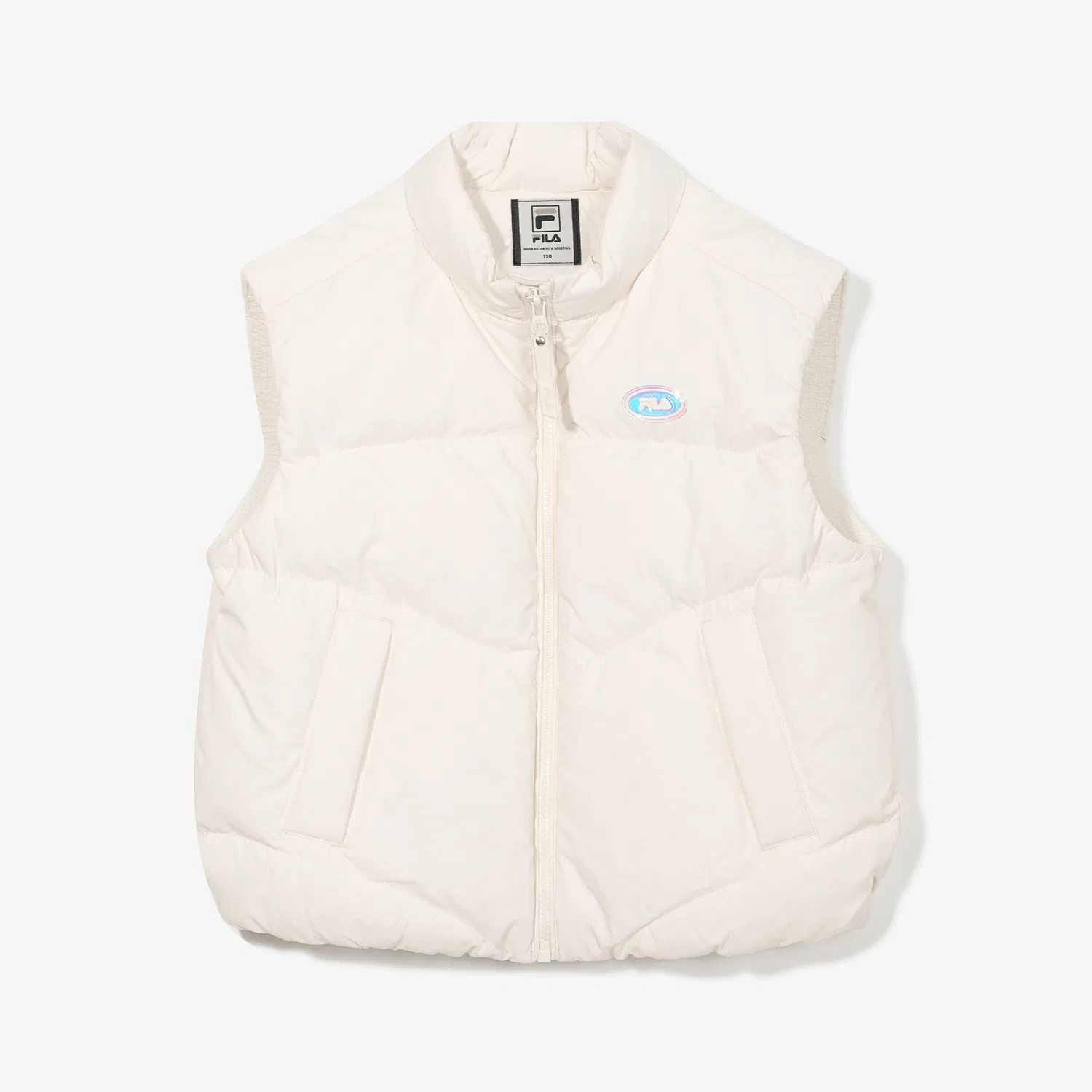 Детский укороченный пуховый жилет бежевый от Fila Kids — фото 2
