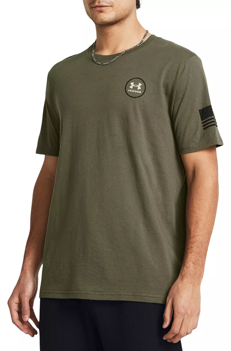 

Мужская футболка с короткими рукавами и рисунком Under Armour Freedom Mission Made, цвет Marine Od Green/Black
