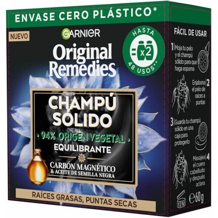 

Original Remedies Балансирующий твердый шампунь с магнитным углем 60г Garnier