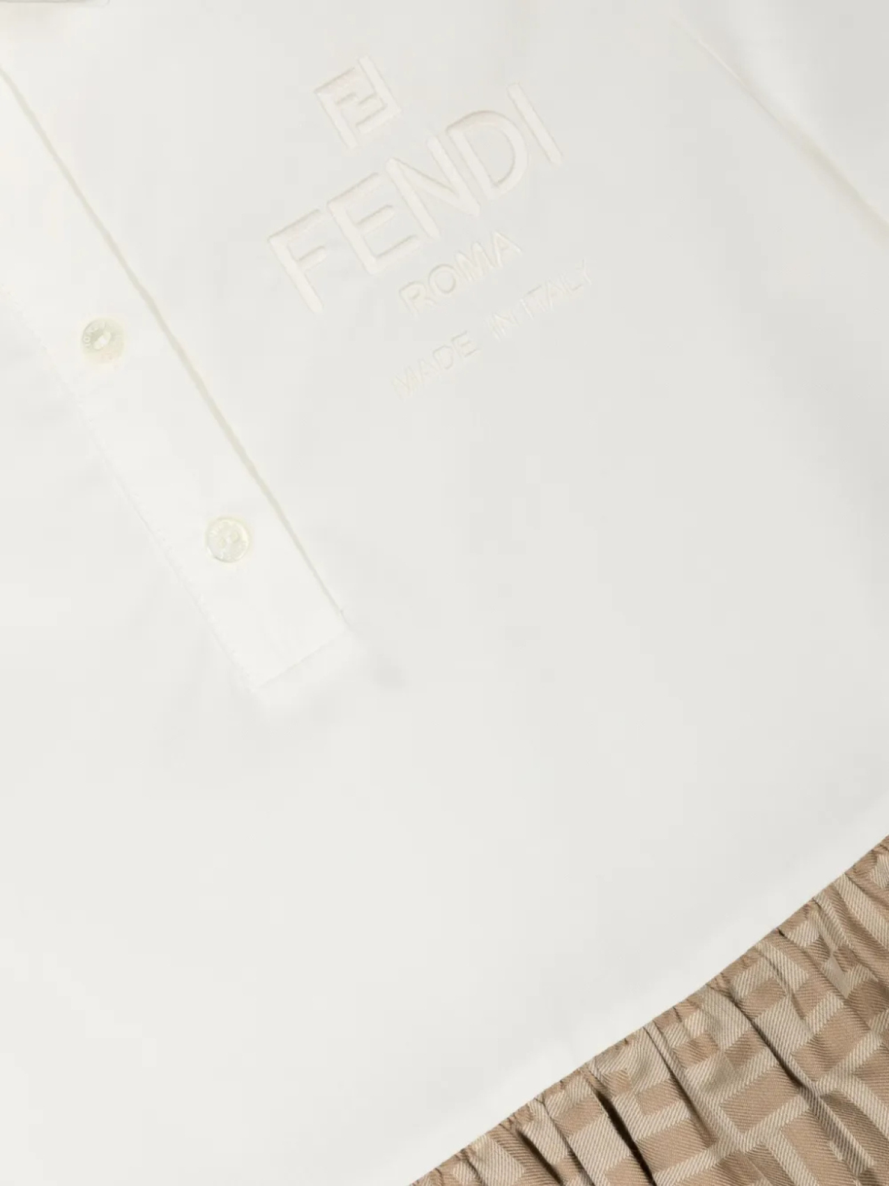 Расклешенное платье с жаккардовым узором FF Fendi Kids, нейтральный — фото 3