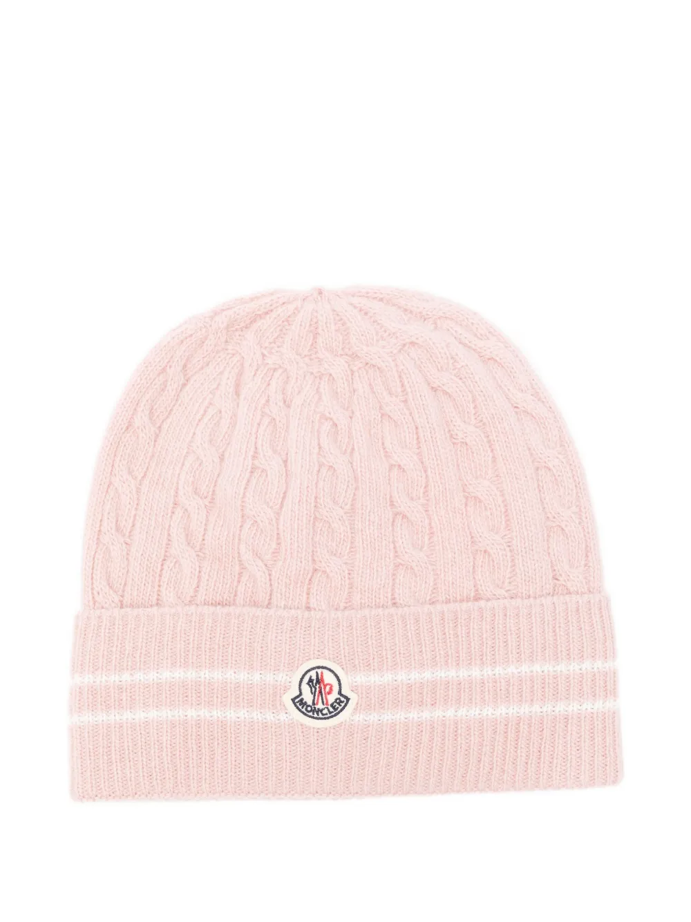 

Шапочка из шерсти, вязанная косами Moncler Enfant, розовый
