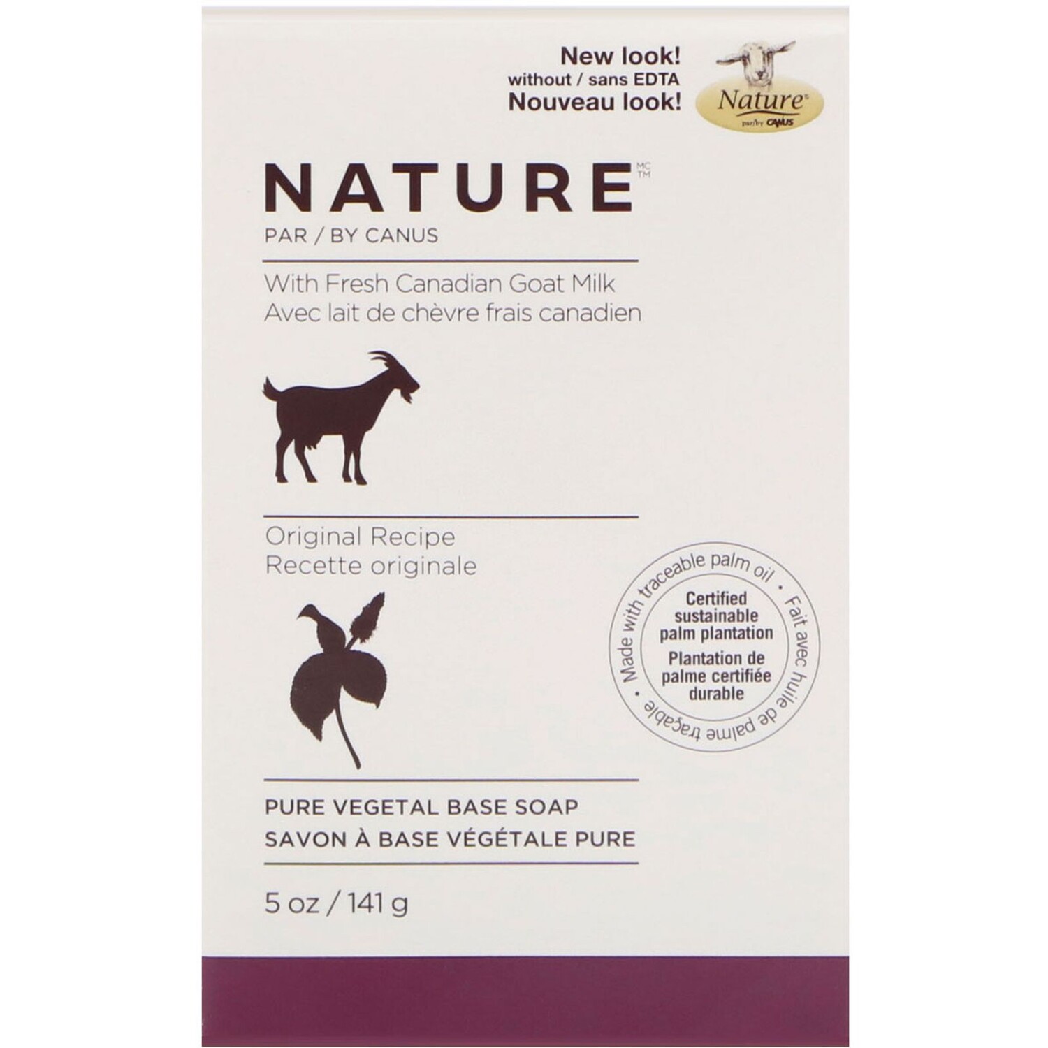 

Canus Pure Vegetable Base Soap with Fresh Canadian Goat Milk Original Formula 5 oz (141 g)
