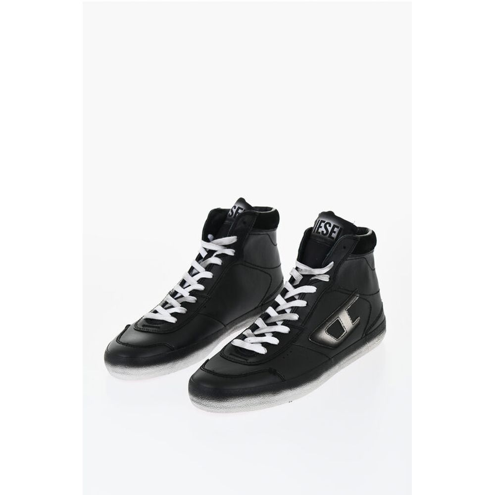 

Кожаные высокие кеды S-LEROJI с выцветшей подошвой Diesel, Black
