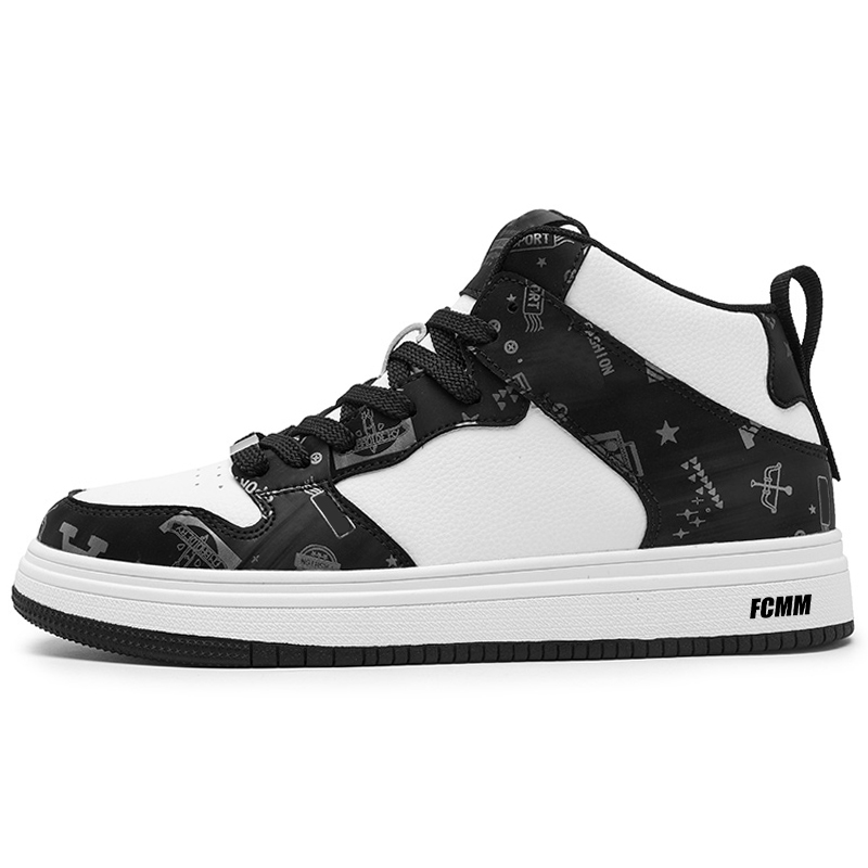 

Мужские противоскользящие износостойкие кроссовки средней высоты FCMM, White Black