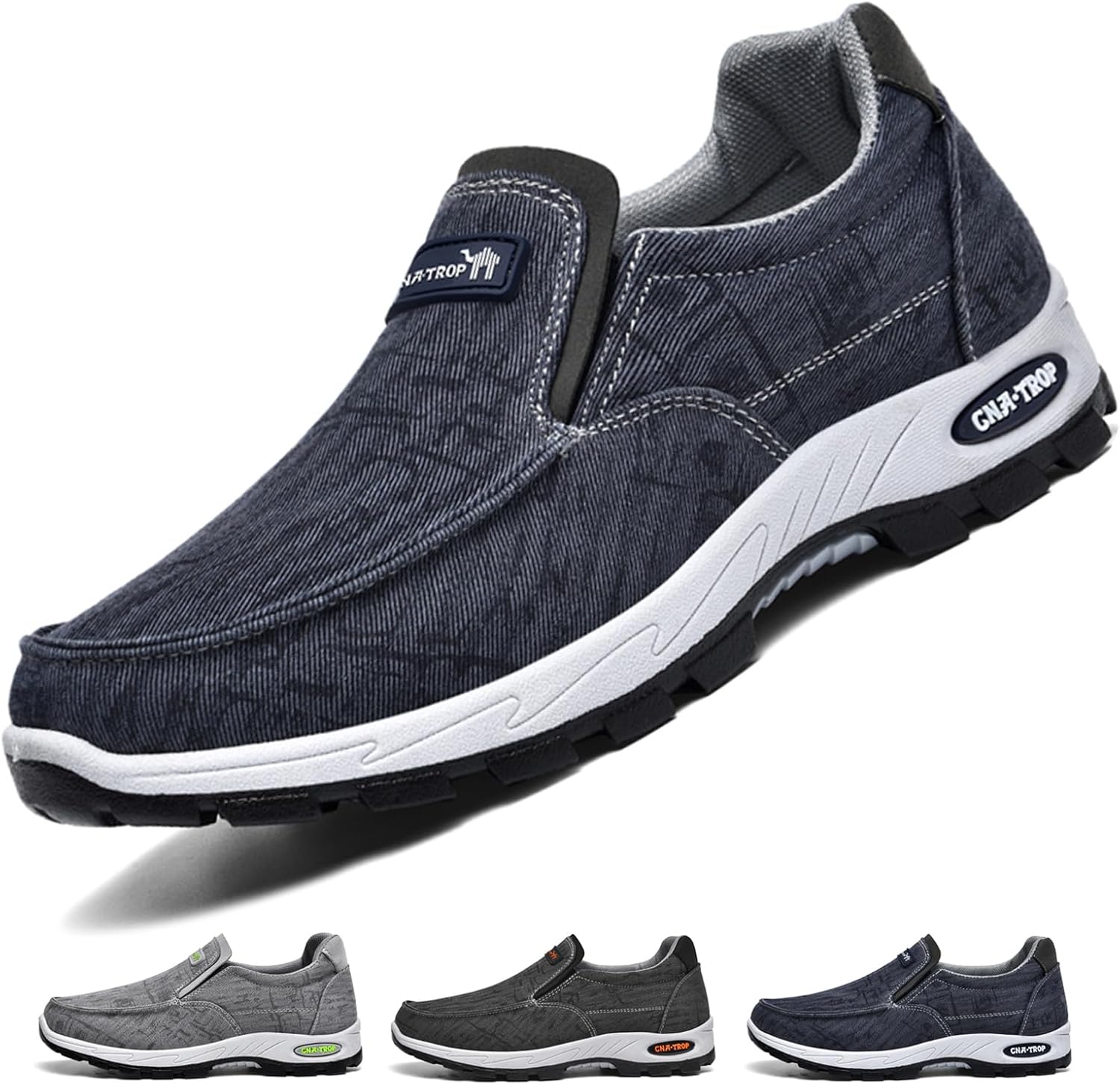 

Мужские ортопедические слипоны из холщовой ткани, наружные дышащие нескользящие модные лоферы, кроссовки, повседневная обувь для прогулок и лодочные туфли Optigard, синий