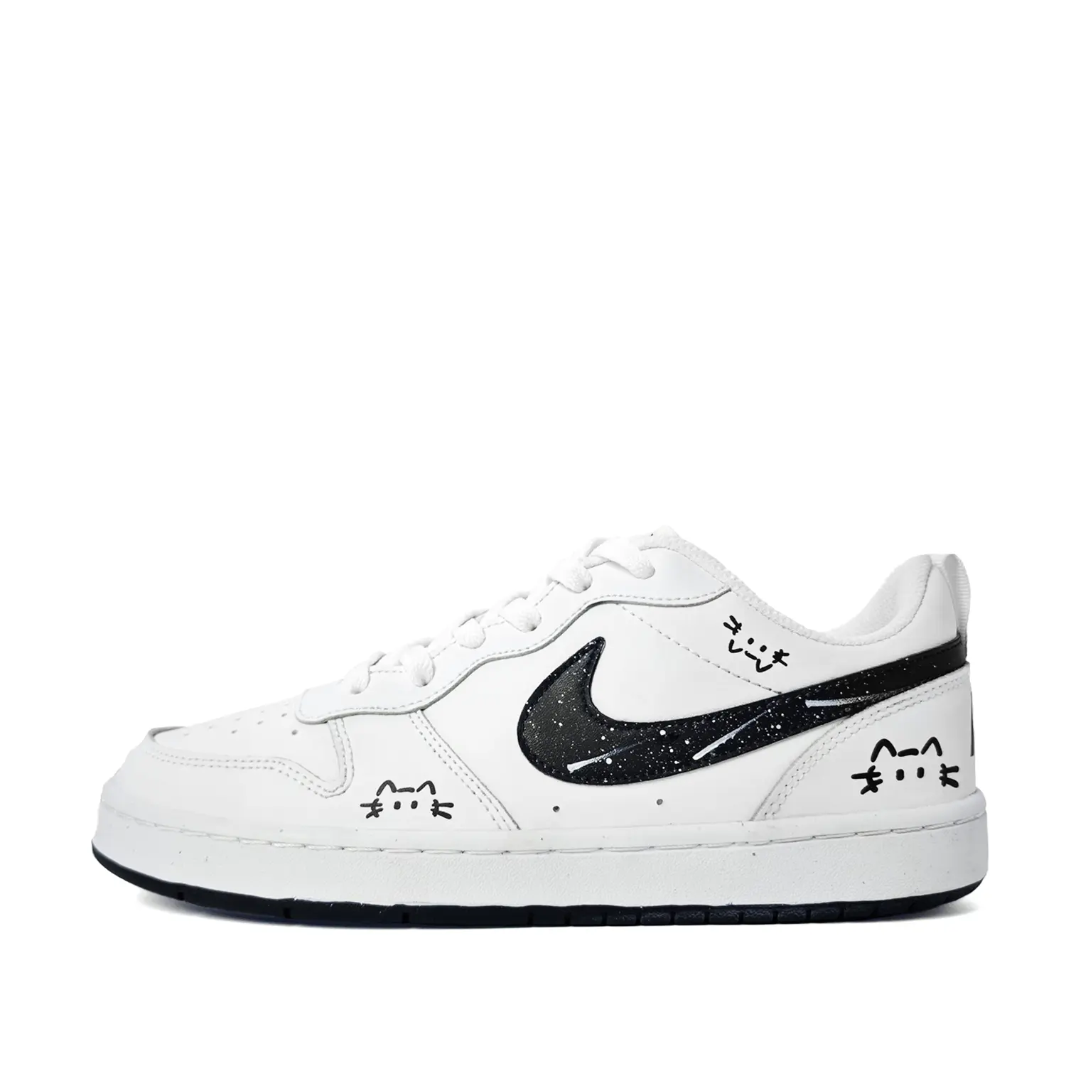 

Nike Кроссовки Court Borough Falling Shooting Stars Meow из синтетической кожи, устойчивые к истиранию, дышащие, низкие