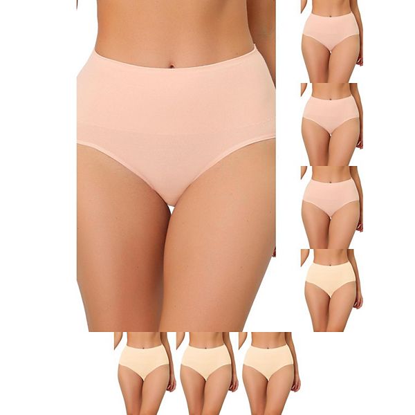 

8 пар женского белья с высокой талией для контроля живота, дышащие трусики Inspire Chic, Beige Pink