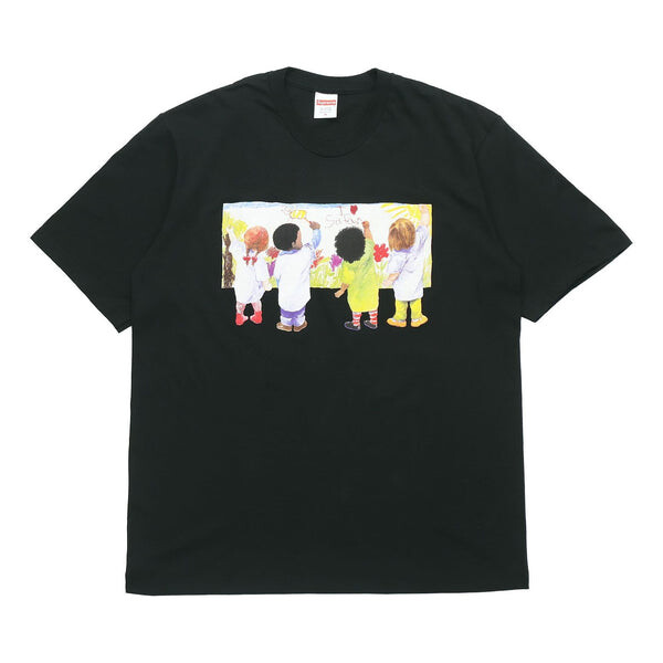 

Футболка ss19 kids tee back kids graffiti round neck short sleeve black Supreme, черный