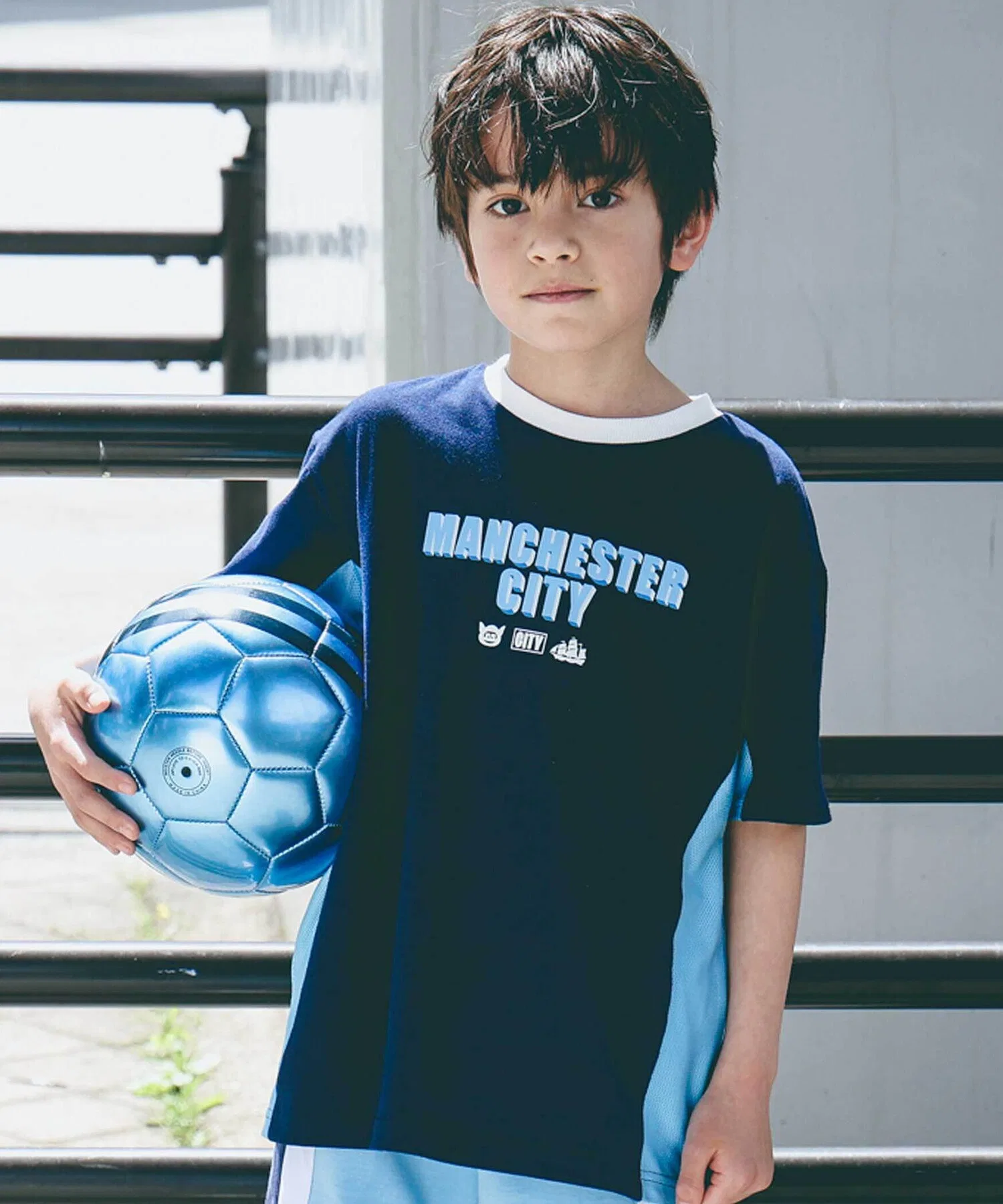 Детская футболка с логотипом Manchester City Nexchic тёмно-синяя